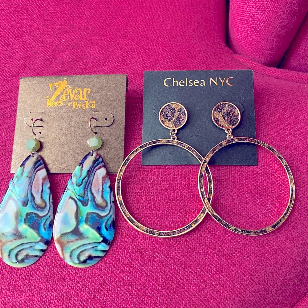 Bundle of patterned earrings Leopard Print Marbled & Gold